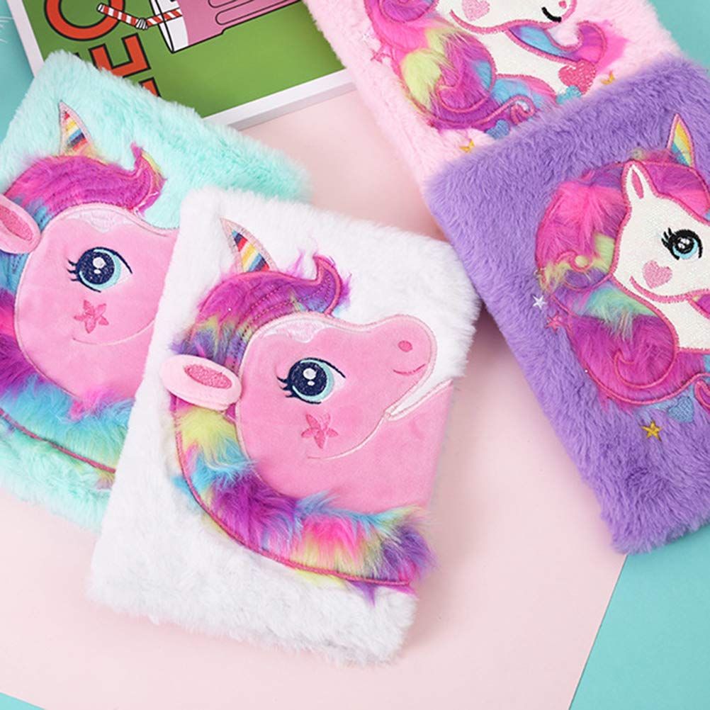 DHSBGWSX Ensemble Cahier De Rêve 7 Pièces - Journal En Peluche, Stylo Arc-en-Ciel, Autocollants - Cadeau Fille