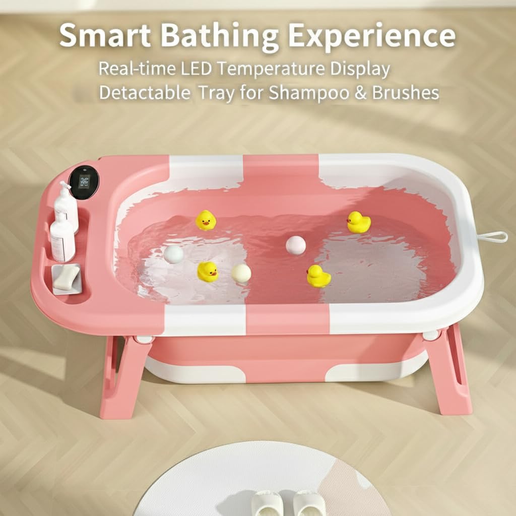 Dog Bath Tub with Water Drain Plug Portable Collapsible Bathtub for Dog Bathing and Washing Foldable Dog Bath Space Saving Design for Small Medium Pets and Cats Pink