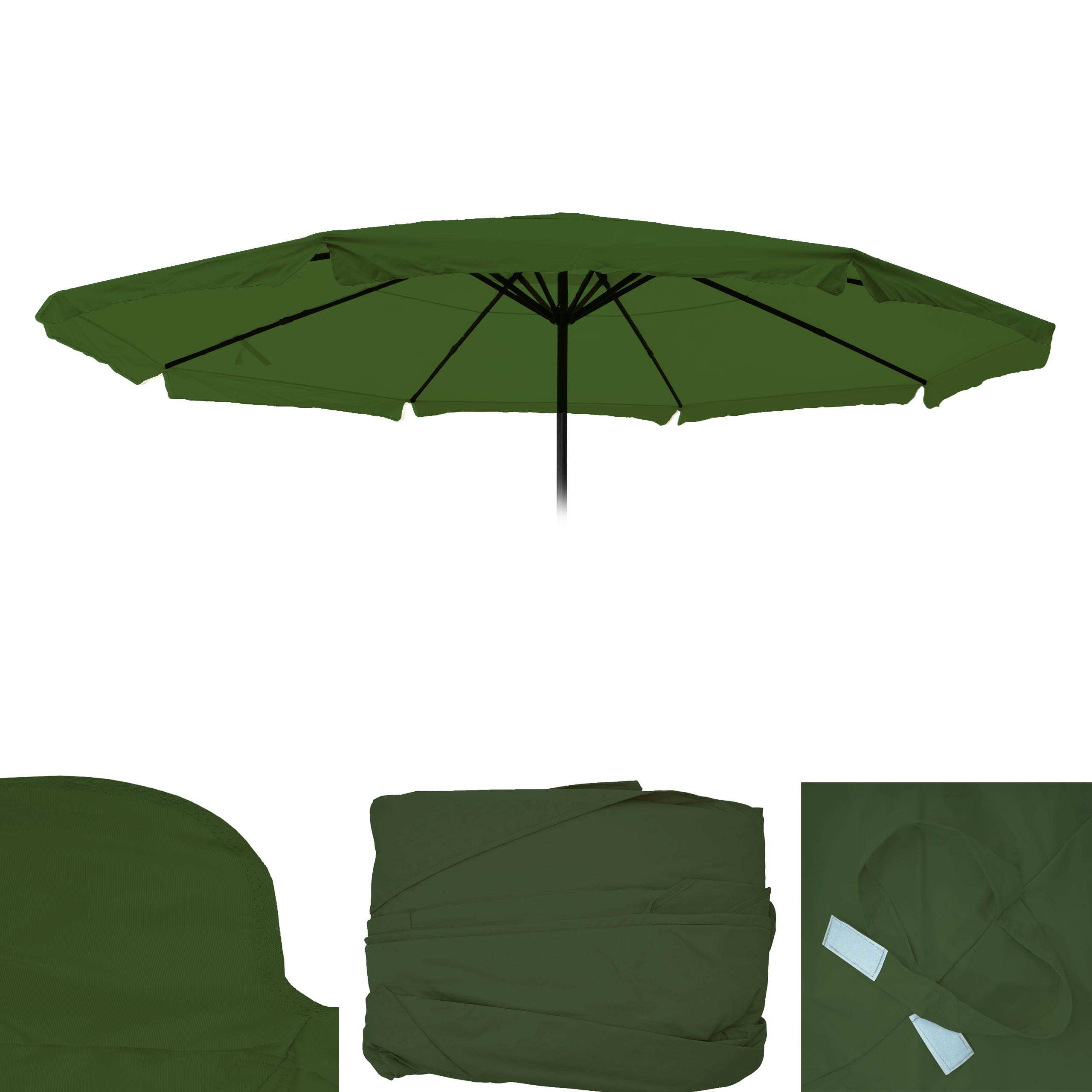 Mendler Ersatz-Bezug für Sonnenschirm Meran Pro, Gastronomie Marktschirm mit Volant Ø 5m, Polyester - grün