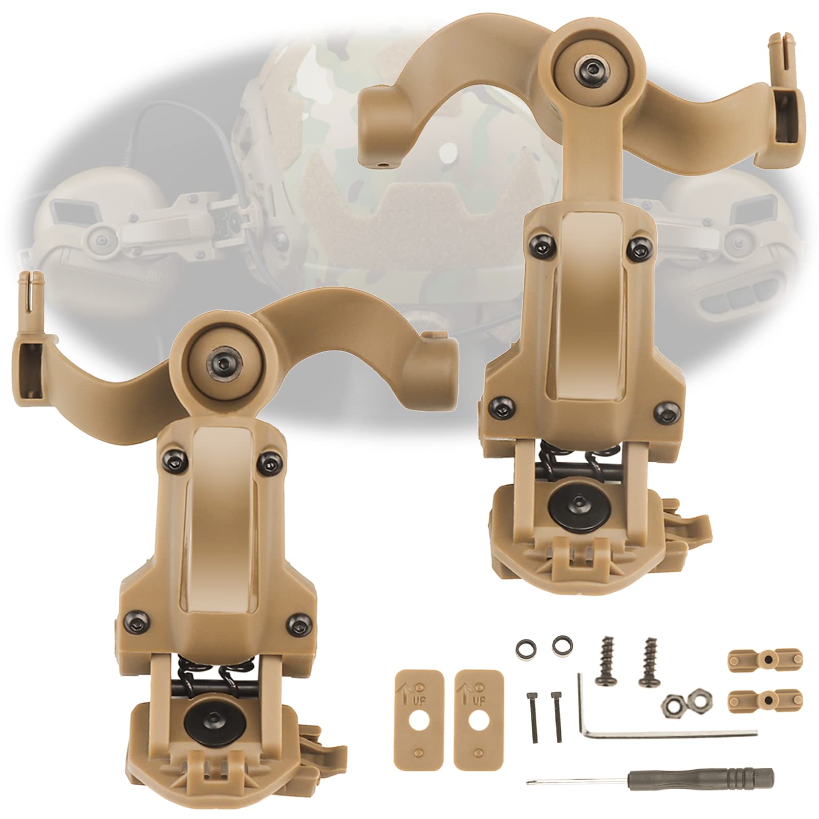 Adaptateur Rail Casque Tactique 360° – Support Cache-Oreilles Réglable Gauche/Droite Pour Casque Chasse & Militaire
