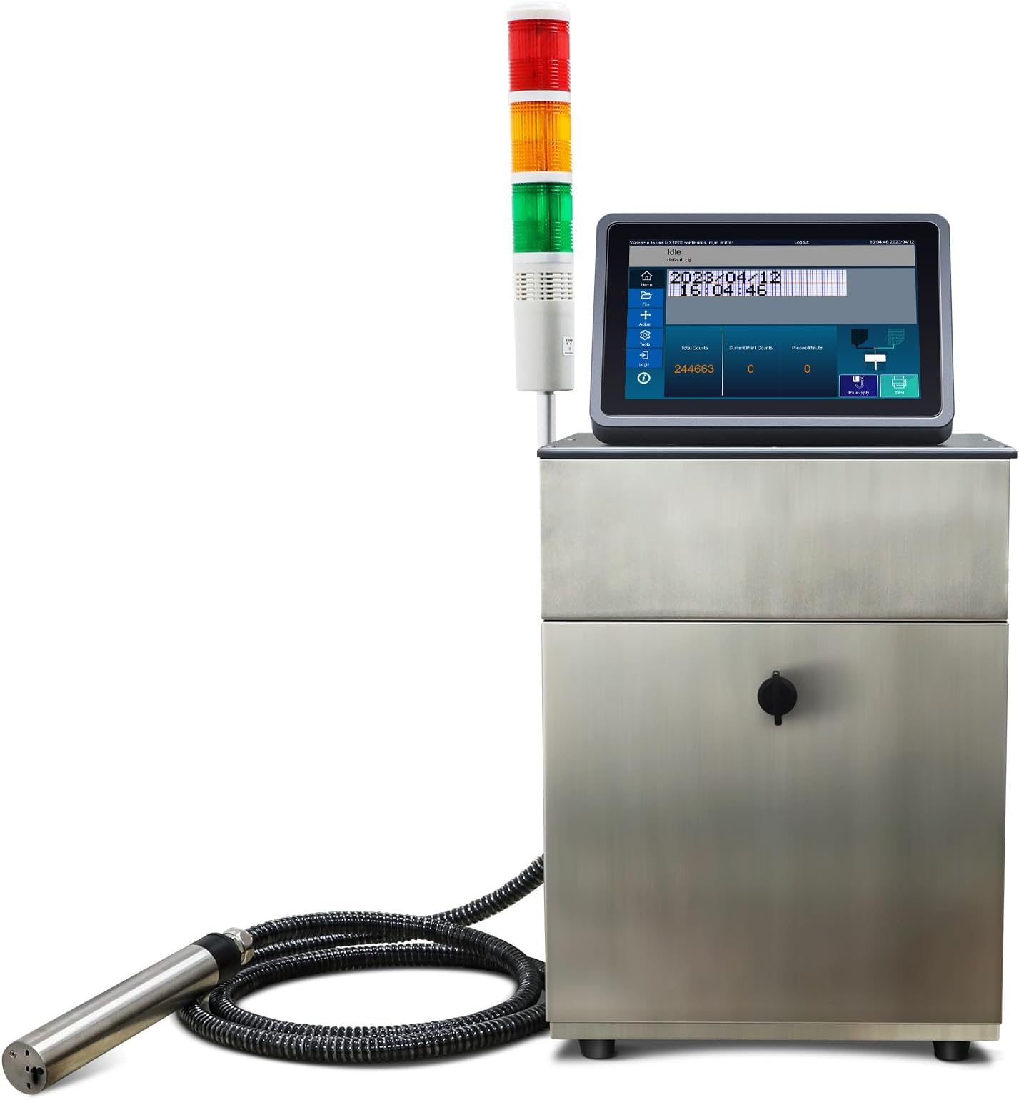 Full Automatically High Speed CIJ Inkjet Printing Dot Printer Batch Code Printers Date Coders Bottle Coders Inline Printing of Date,Qr Codes,Bar Codes,Serial Number,Specs,and Logos