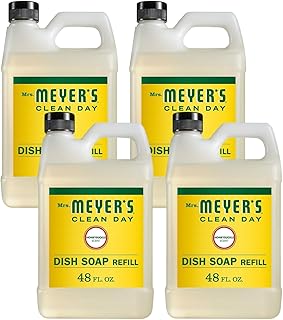 MRS. MEYER'S CLEAN DAY Liquid Dish Soap Refill, Honeysuckle 48 Fl Oz (Pack of 4)