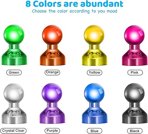 Miniatura 10 de HongyiTime 60 imanes magnéticos fuertes de colores, imanes de oficina, 6 colores surtidos, perfectos para usar como cocina, hogar y escuela, imanes