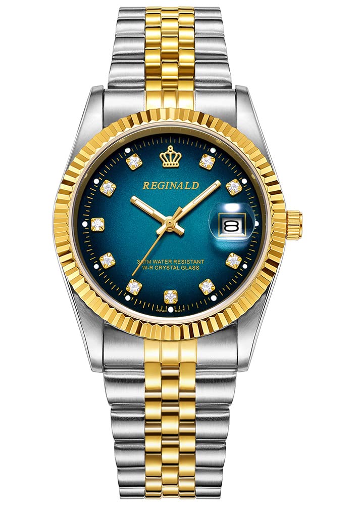 Reginald Watches for Women Fashion Watch Luminous Hands Sapphire Stainless Steel Quartz Rome Dial Gold Watches, Blue, luxury (B0B1WFG6KZ) Amazon Price History, Amazon Price Tracker