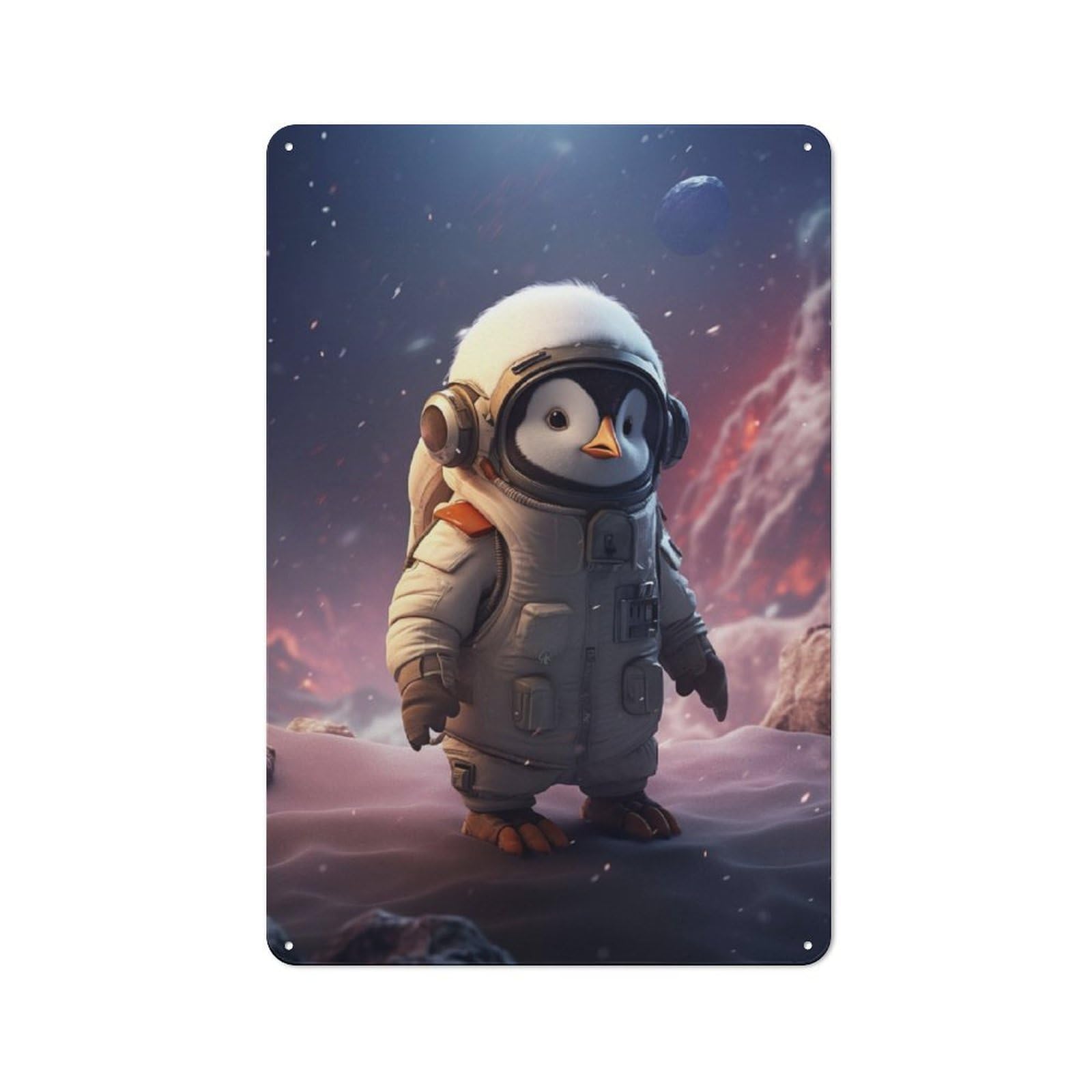 Cute Explorer Penguin Snow Character Metal Wall Decor 30x20cm, Vintage Metal Sign for Home, Shop, Pub Or Studio Wall