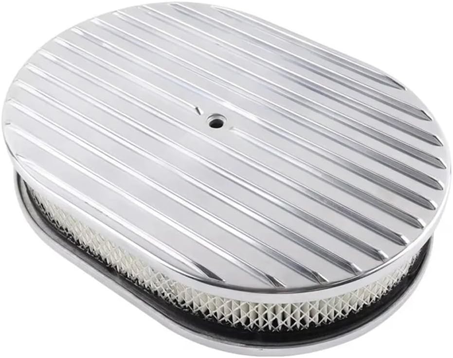 Full Finned Oval Air Filter 12" Ellipse Aluminum Air Cleaner Compatble For Hot Rod, Rat Rod, Muscle Car