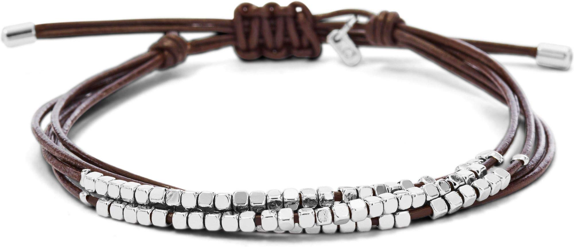 Fossil Bracciale da donna in acciaio inossidabile o pelle con chiusura a moschettone o a cursore regolabile