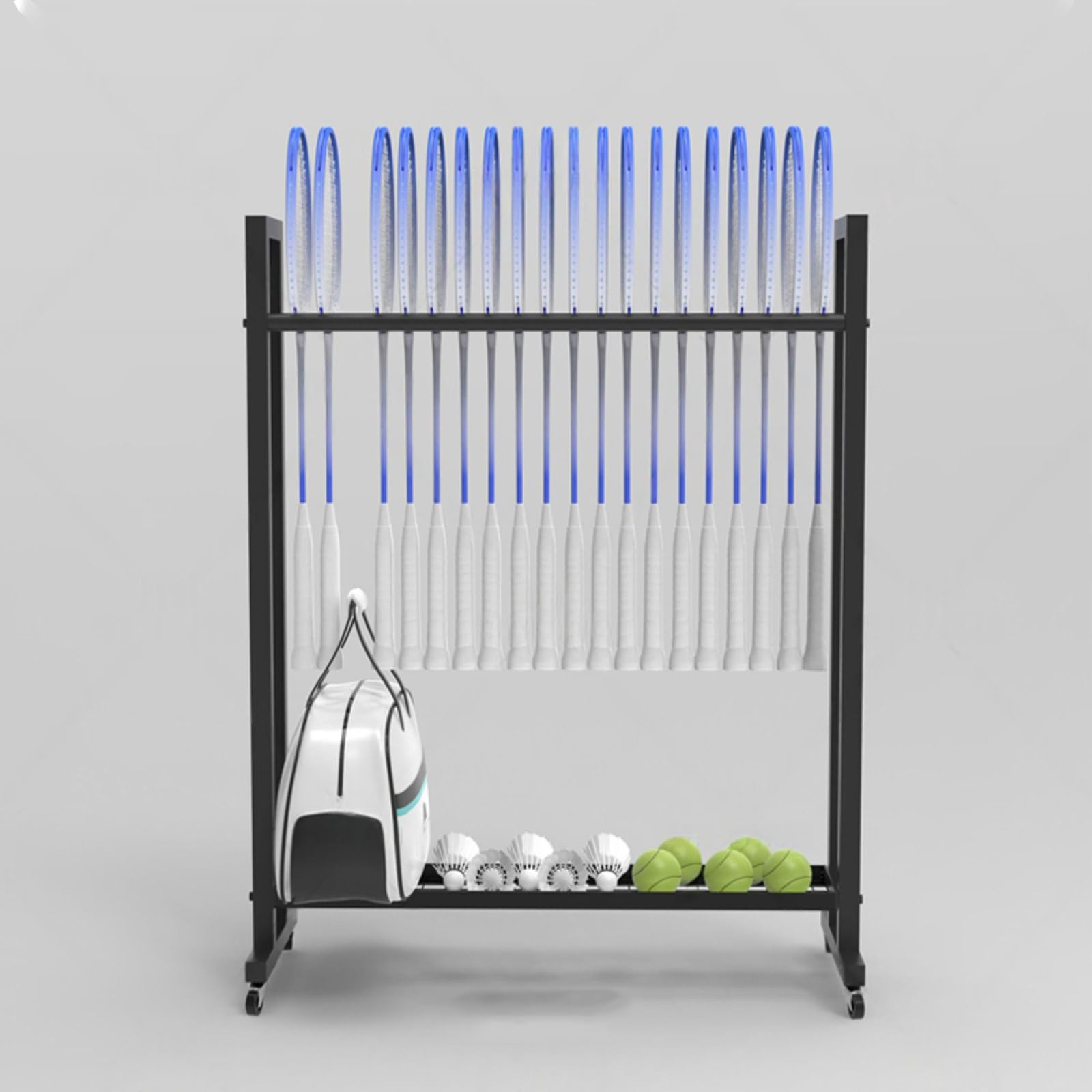 Chariot de rangement pour raquettes de tennis et badminton en métal