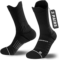 Rahhint Coolmax Compression Running Socks Women 3 Pack - Anti-Blister, Moisture Wicking, Cushioned Crew Athletic Socks
