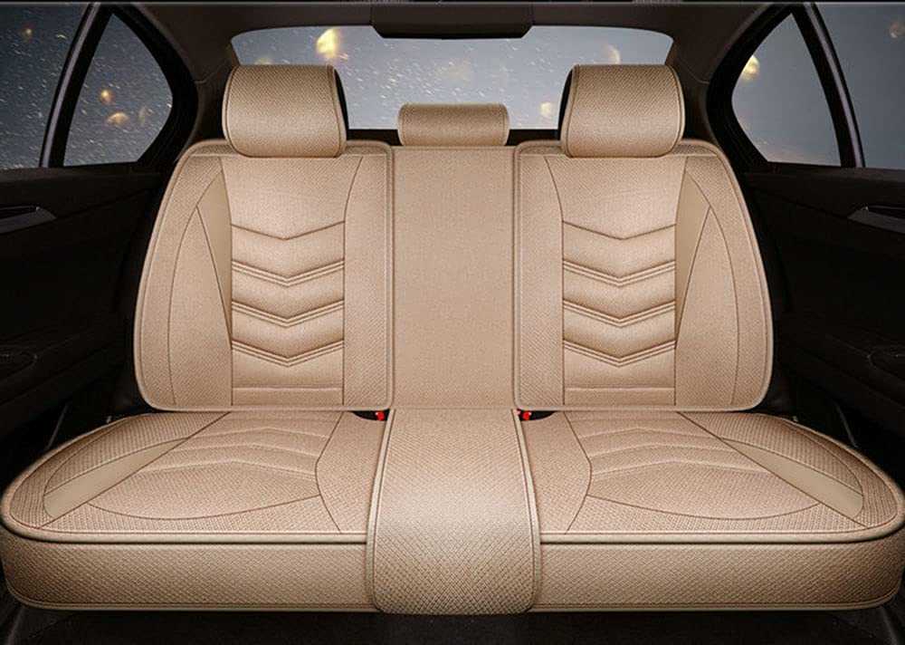 Autositzbezüge Sitzbezüge Auto Universal Set Für 5-sitzer-Fahrzeuge Pu Leder Wasserdicht Atmungsaktiv Limousine Kombi Autositzschoner Auto Zubehör Innenraum Sitzschoner,Beige,Standard