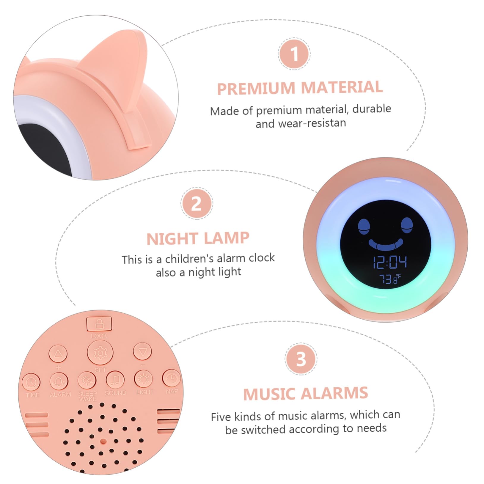 Cabilock 1juego Reloj Despertador Infantil Luz Nocturna y Diseño Creativo para Niño Niña Reloj Digital Electrónico Función De Alarma y Brillo Personalizable