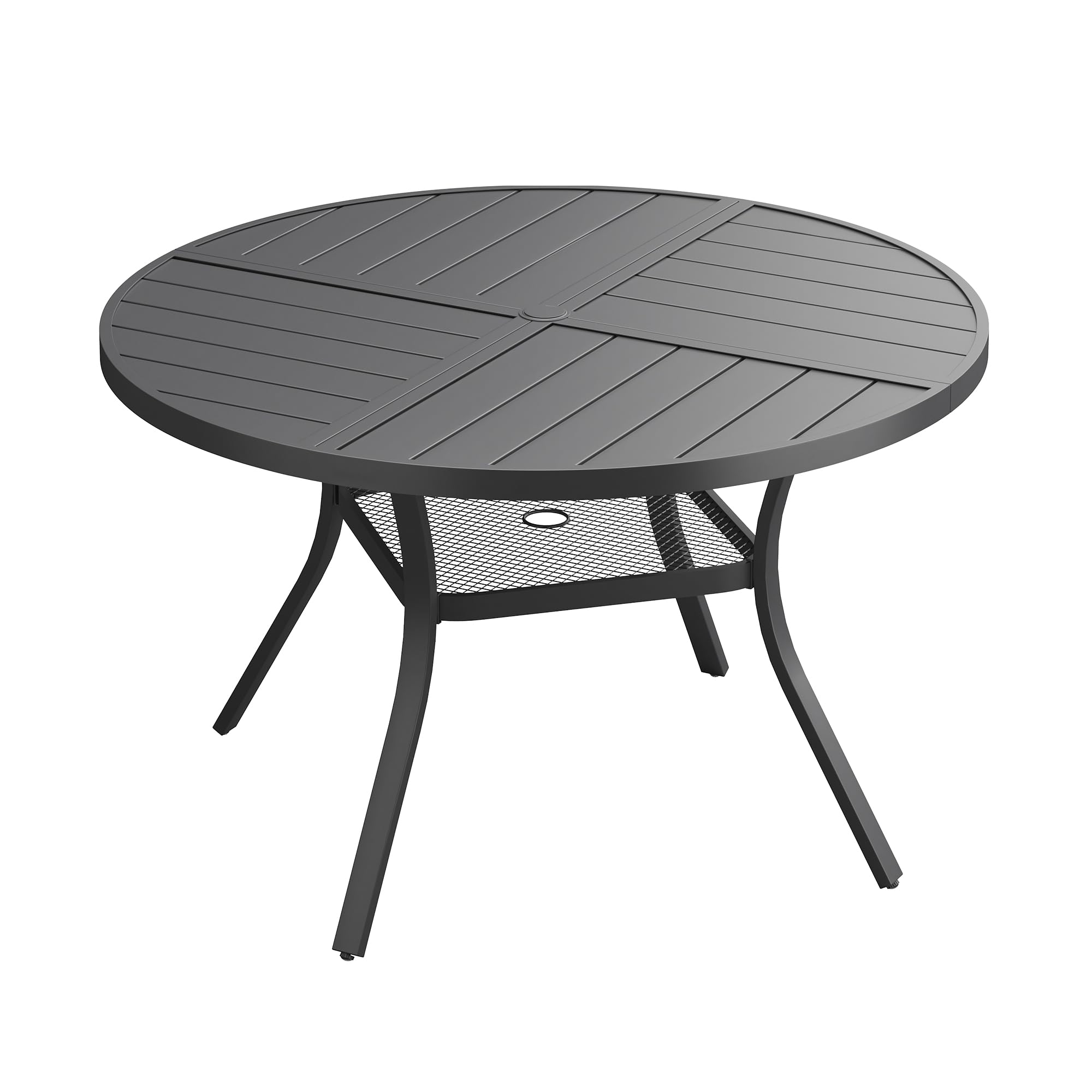 VICLLAX 40.6" Round Outdoor Table, Patio Dining Table for 4 with Umbrella Hole for Garden Lawn Deck Backyard, Black
