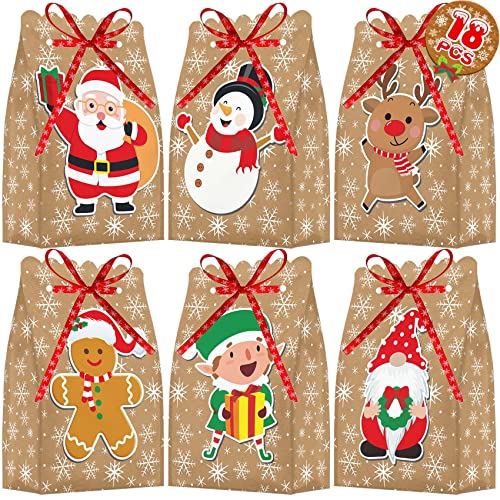 Christmas Bags for Gifts Small 18PCS Christmas Goodie Bags Small Christmas Gift Bags Small Holiday Gift Bags Christmas Gift Bags Bulk Small Size