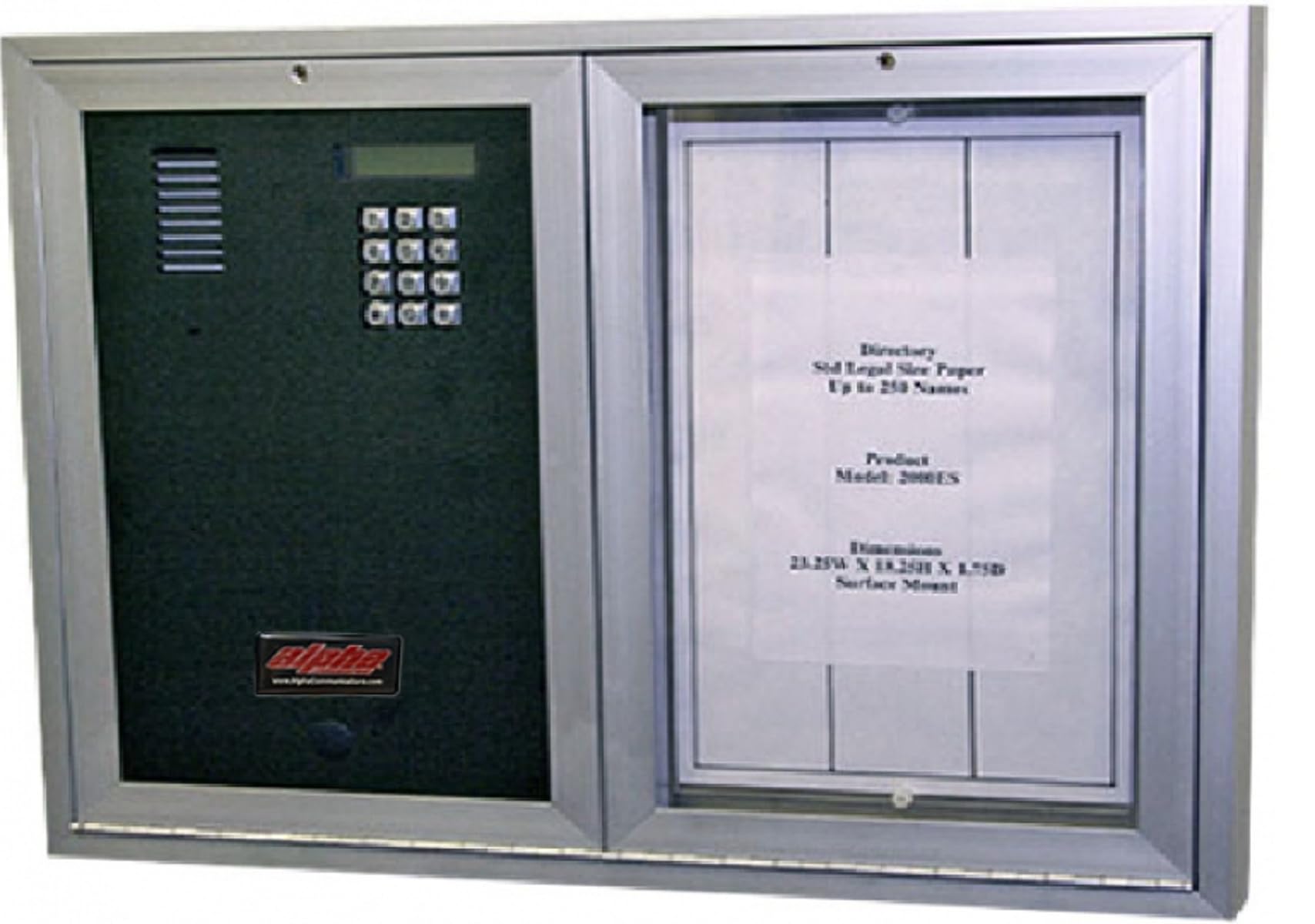 Alpha Communications TE5000ESNP 250 Name Tel-Entry Master - Aluminum; Includes 250 Name Directory Surface Mount; Anodized Aluminum Finish; Postal Lock Provision
