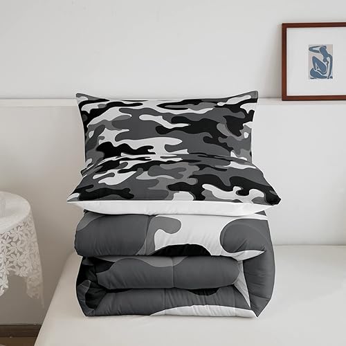 Miniatura 5 de Juego de edredón de camuflaje militar para niños y adolescentes, juego de ropa de cama de camuflaje para niñas y hombres, juego de edredón militar,