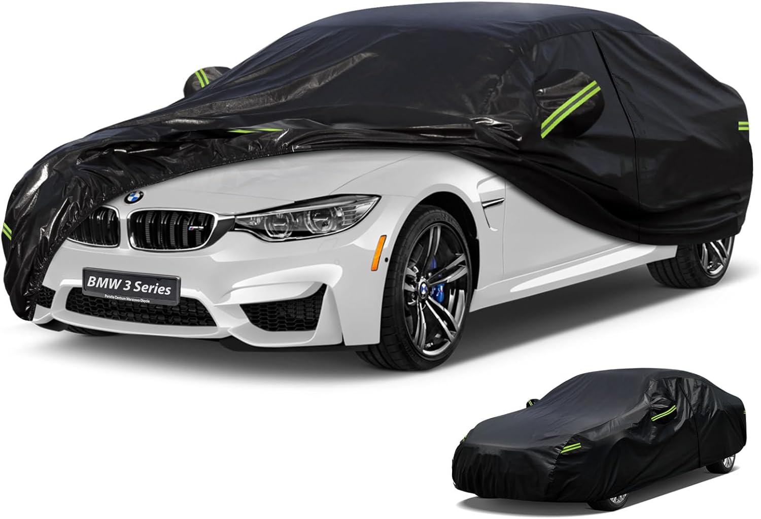 Kaugung Car Cover Custom fit BMW 3 Series E30 (1982-1994), 6 Layers Windproof All Weather Waterproof Outdoor Cover Sun Rain UV Dust Snow Protection. Silver
