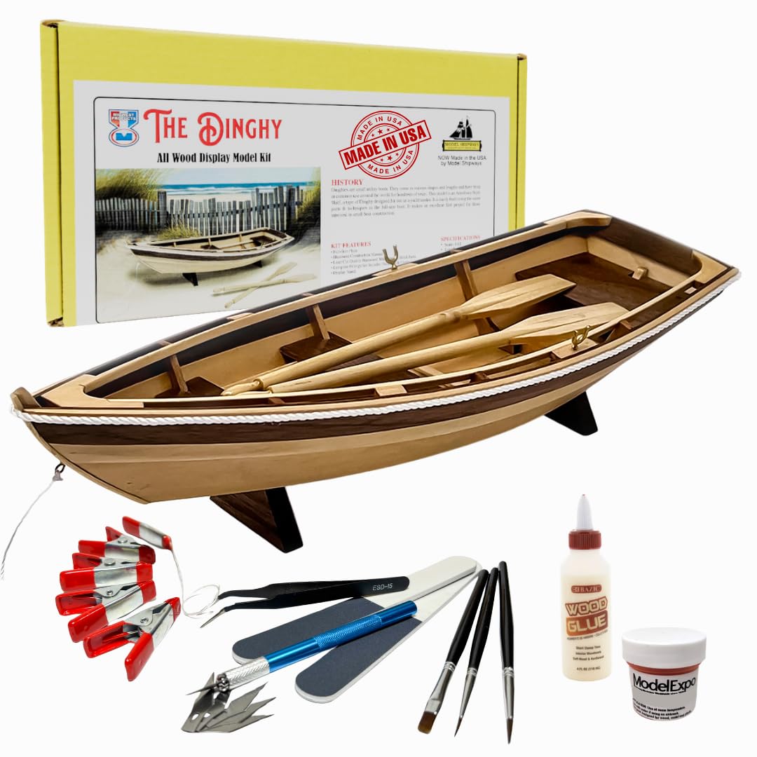 Midwest Schlauchboot Holzschiff Modellbausatz für Erwachsene DIY Holzhandwerk Selbstmontage – komplettes Kit für mit Werkzeug, Farbe und Kleber im Lieferumfang enthalten