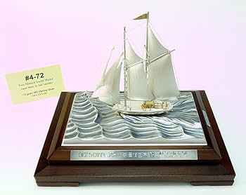 工芸品 SILVER YACHT 985 TAKEHIKO Sailing Yacht Pure Silver 985 Japan Made With Wave Base And