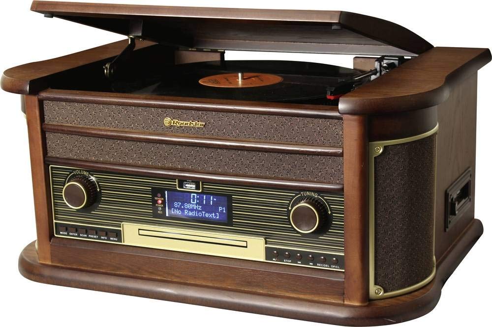 Roadstar HIF-1996D+BT Tocadiscos 33/45/78 rpm, Radio DAB/DAB+/FM, Reproductor CD/CDR/CDRW/CD-MP3, Cassette, Bluetooth, USB, Mando a Distancia, Retro, Madera