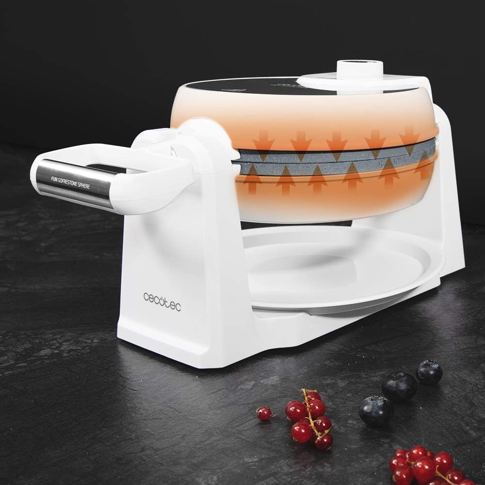 Diagram showing heat distribution within the Cecotec Waffle Maker during cooking.