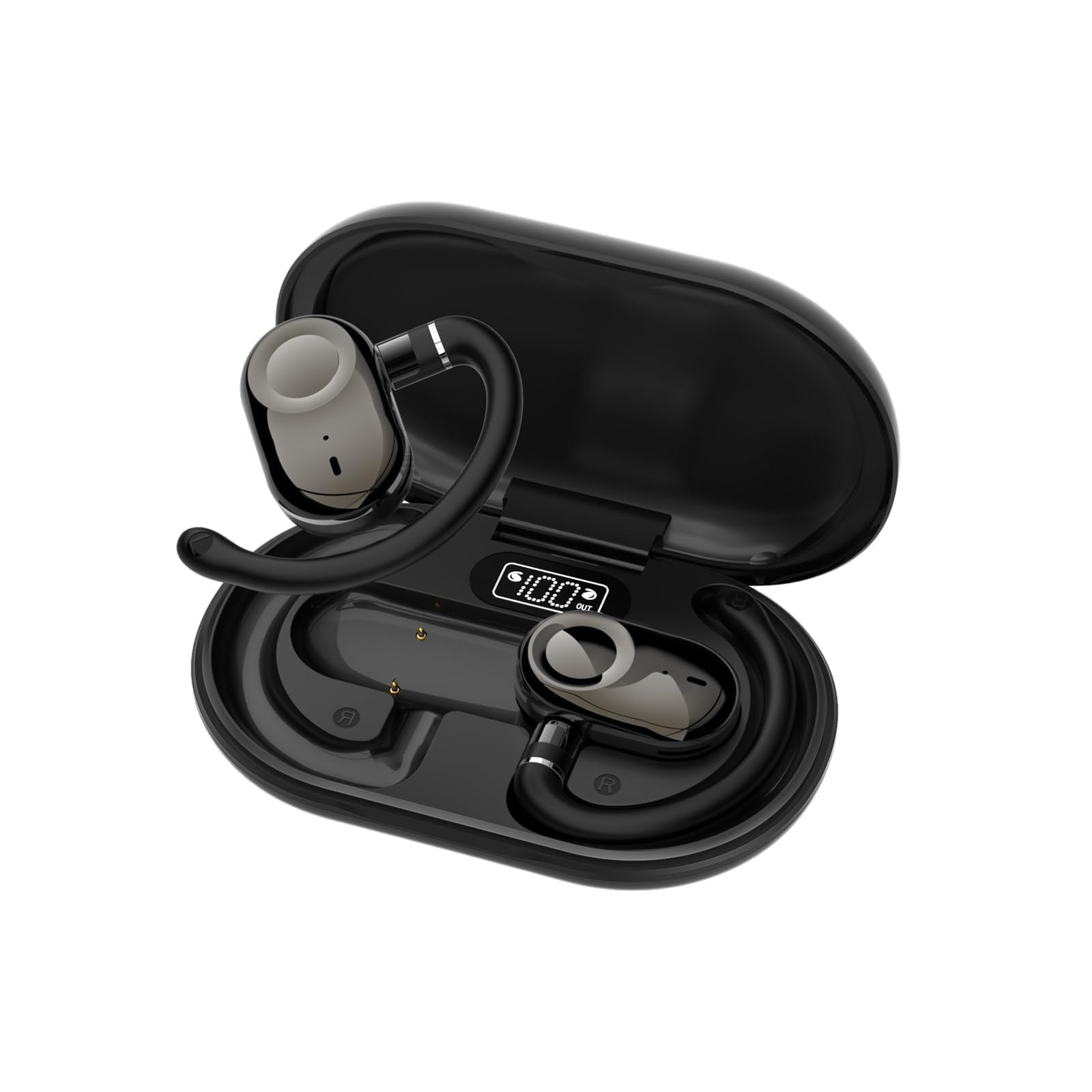 Out of Ear Wireless Open Ear Headphones OWS Hanging Earphones 5.4 Bluetooth Air Bone Conduction Around Over The Ear TWS Wireless Earbuds Outside The Ear Buds Headphones with Earloop-image-32