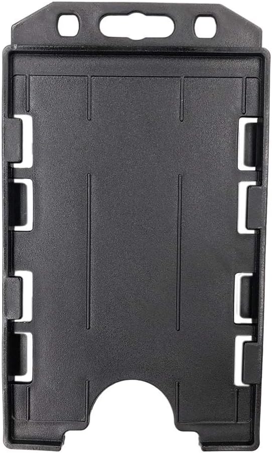 Fallen One 10 Pack Double Sided ID Badge Holder Plastic ID Card Holder for Lanyard, Vertical, Black