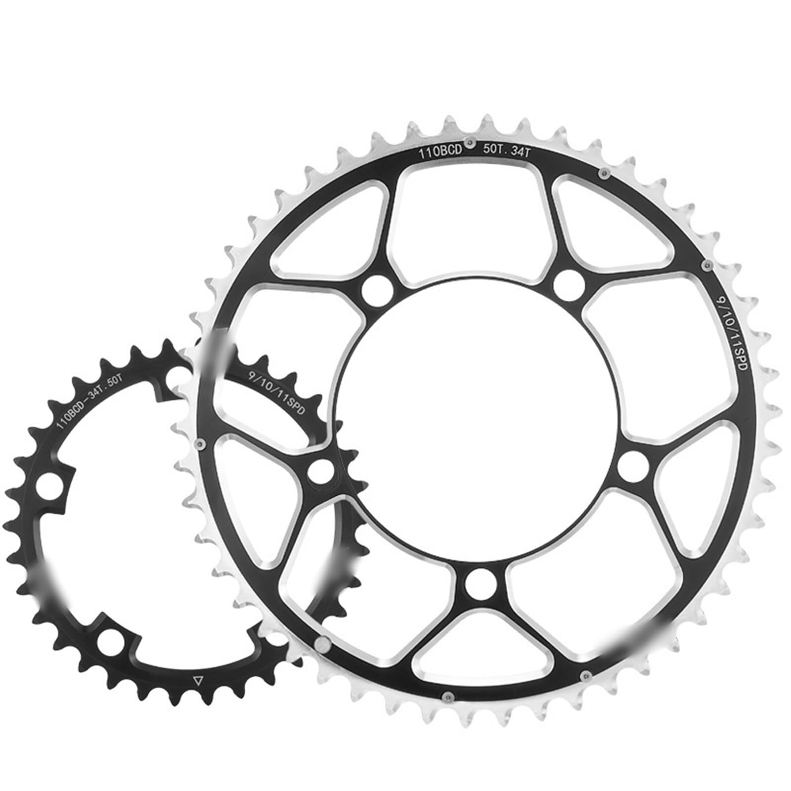 corona bici,corona pit bike Corona for bici da strada 110BCD 50-34T 52-36T 53-39T Corona a 5 bulloni in lega di alluminio Ruota for catena a doppia velocità Parti for bicicletta(110BCD ROUND 34T 50T)