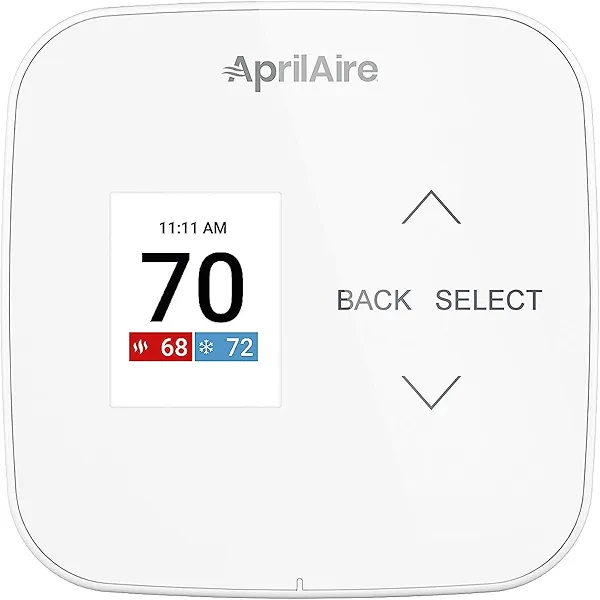 AprilAire S84N1H1C Programmable Thermostat, Single-Stage 1 Heat/1 Cool with Capacitive Touch Interface and Color Graphical Display