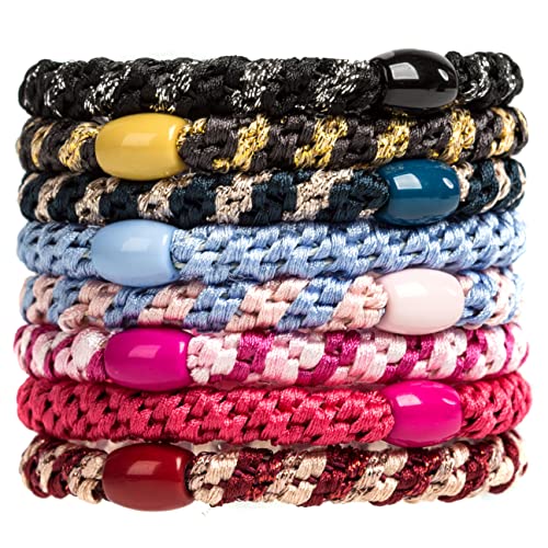 8 Pieces Girls Hair Bobbles Pack of 8 Multicoloured Elastic Bands Hair Bands Elastic Hair Bands Style 9, Mixed color, Style 9
