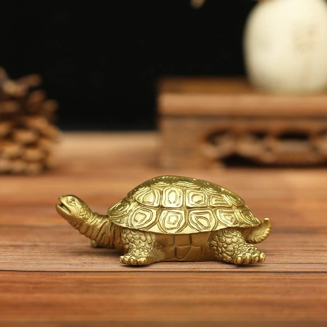 BRASSTAR Brass 3.2"(L) Feng Shui Turtle/Tortoise Statue for Feng Shui Home Office Decor Figurine Gift Collection
