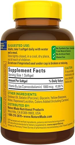 Miniatura 2 de Nature Made Vitamina B12 1000 mcg, suplemento dietético para apoyo al metabolismo energético, suministro de 400 días, 400 cápsulas blandas por