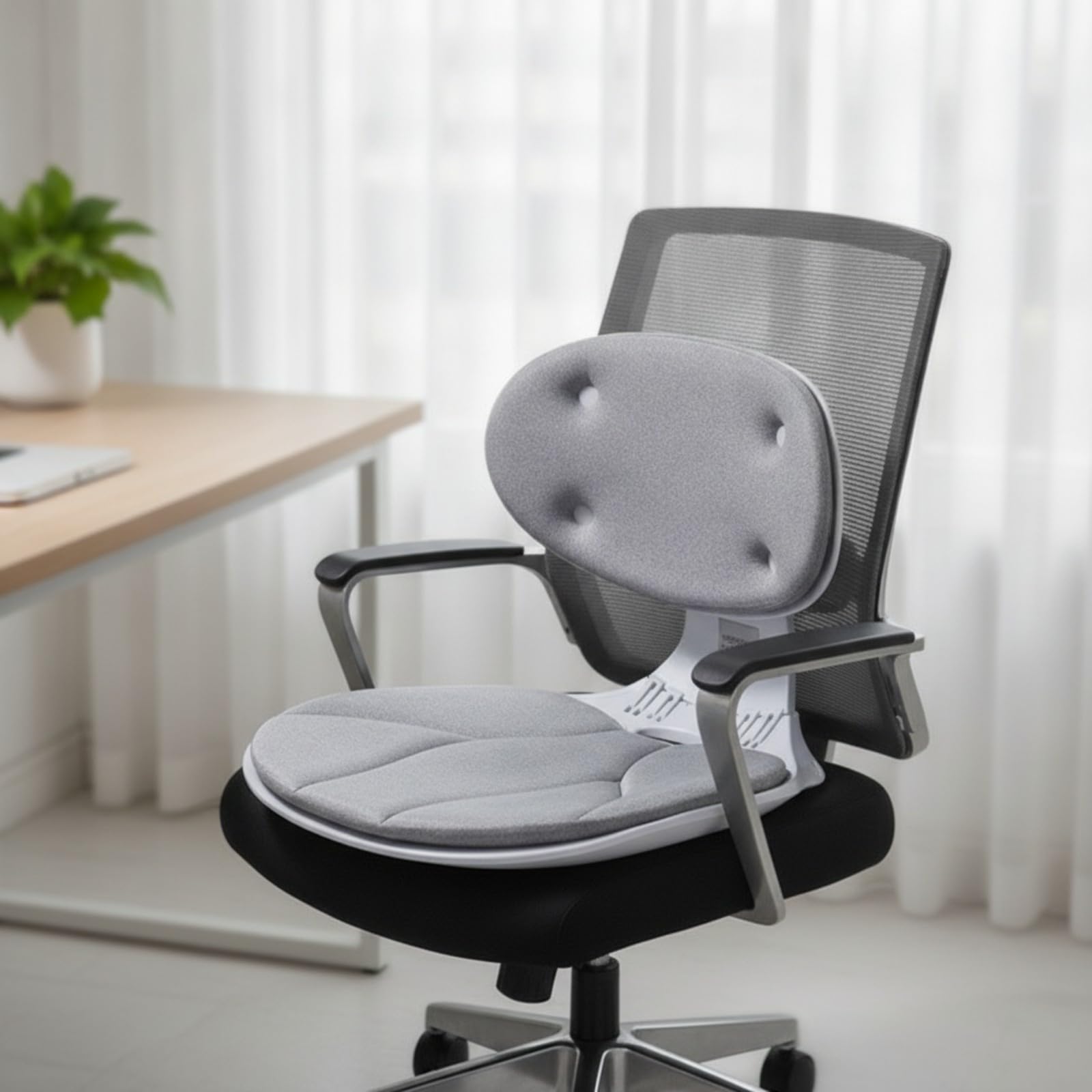 Cojín Ergonómico con Respaldo Cómodo, Gris