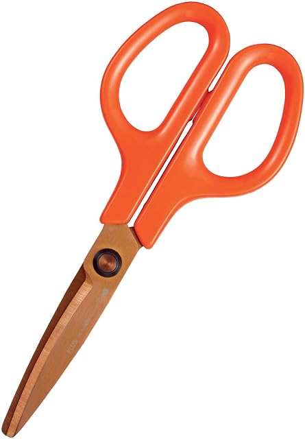 Plus Fit Cut Curve Titanium Scissors with Micro-Serrated Blade, Orange (34554)