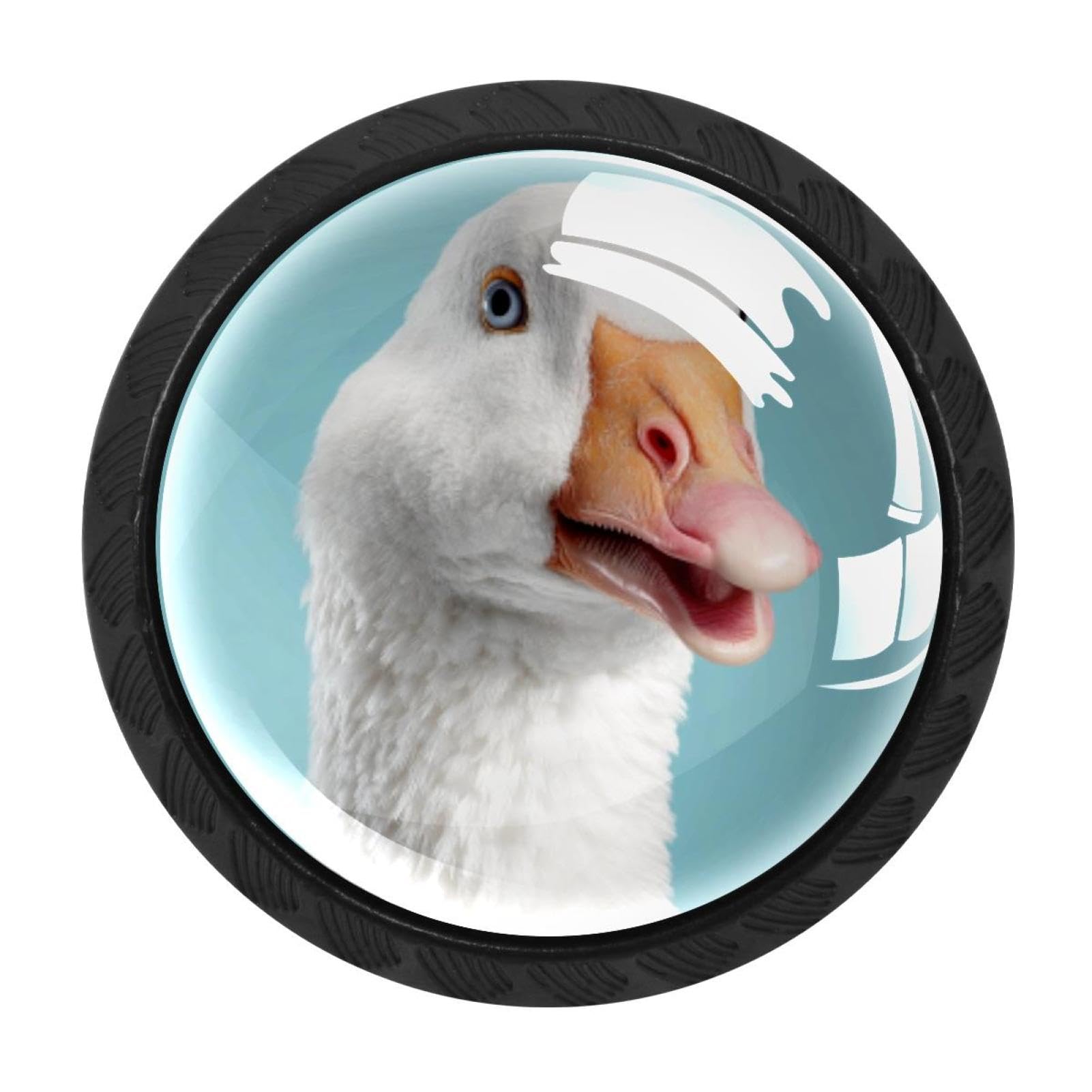 CHENZZZZ 4 Pack Funny White Goose (1) Drawer Knob Cabinet Hardware