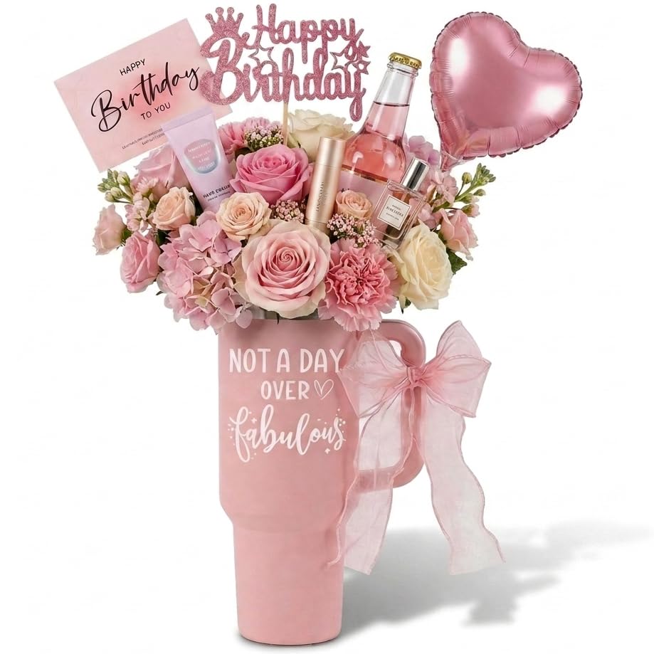 40oz Birthday Tumbler For Women Her Not A Day Over Fabulous Bouquet Gifts