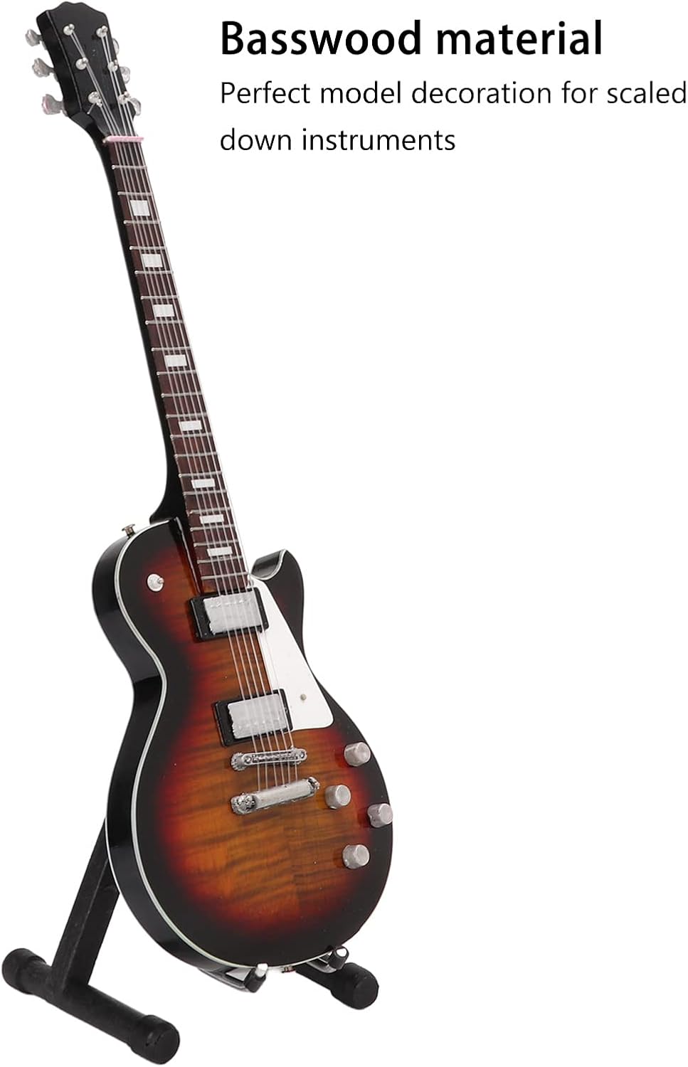 Wooden Miniature Guitar, Gradient Wood Grain Guitar Model Large Basswood Guitar Model Kit with Stand and Case Mini Musical Instrument Model Mini Guitars Collectibles for Home Decoration