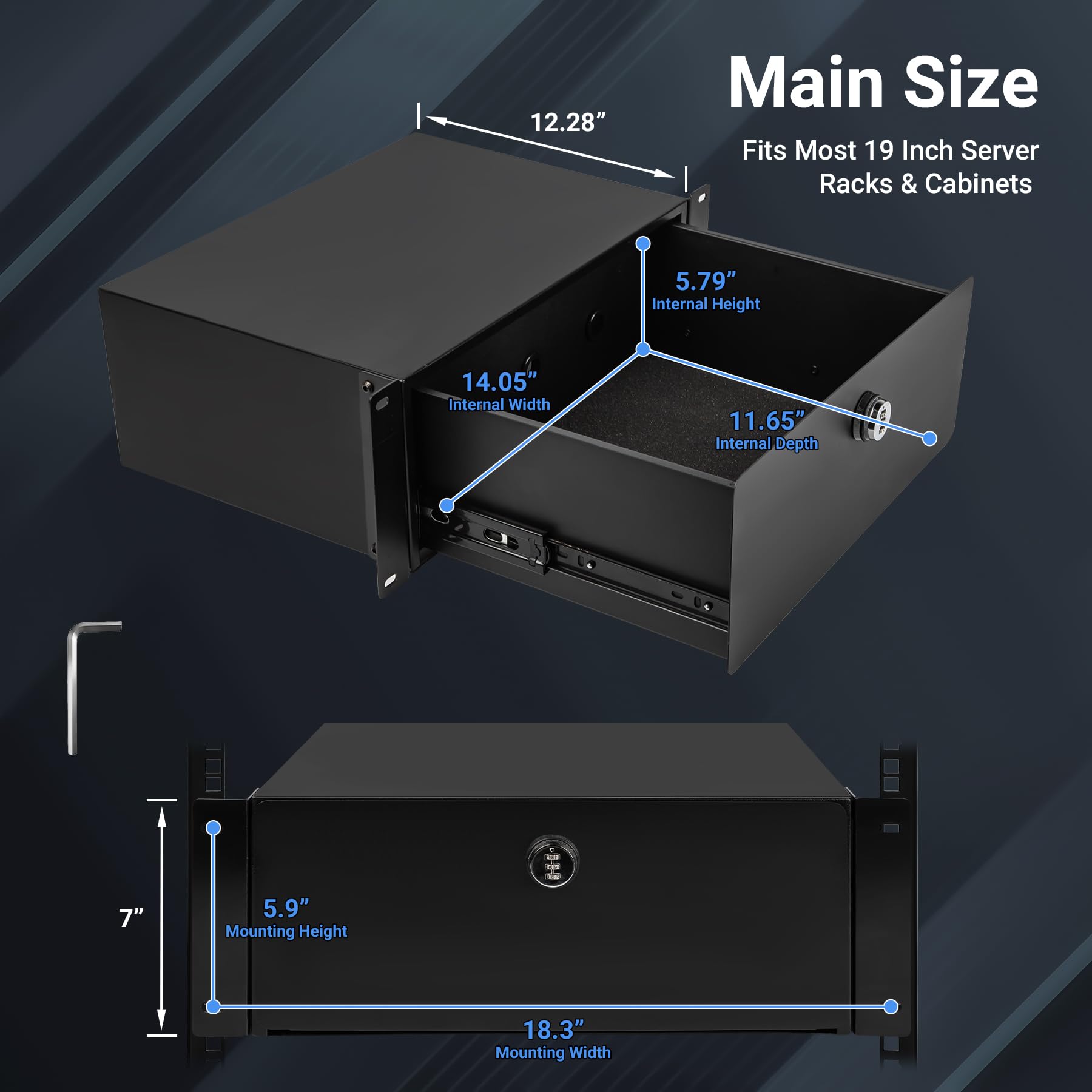 Snapklik.com : 4U Rack Mount Drawer, Server Rack Drawer w/Combination ...