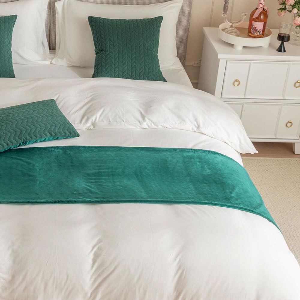 Runner Letto Matrimoniale In Tessuto Felpato - Decorazione Moderna Per Hotel E Camera Da Letto - Foto 6