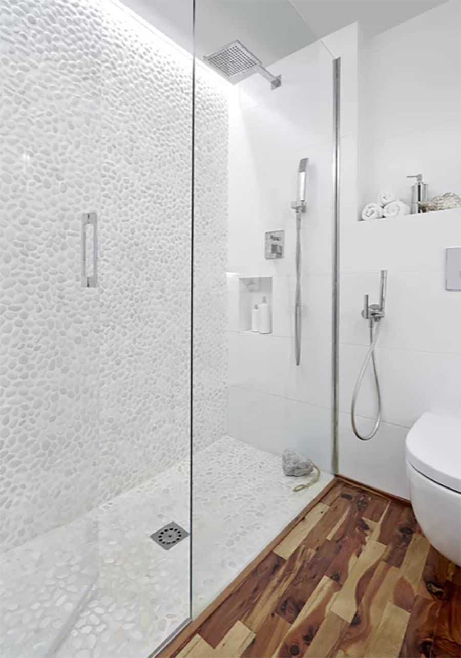 PEGANE Carrelage de mosaïque (Boite de 1m²)/Galet de mer/Maille décorative Aspect Pierre Blanc Mat - 33x33 cm