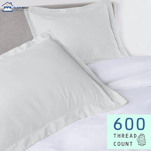 Miniatura 3 de SLEEP-NEST Truly 600 TC Juego de 2 fundas de almohada súper suaves tamaño King de 20 x 36 pulgadas, algodón egipcio de fibra larga, protector de