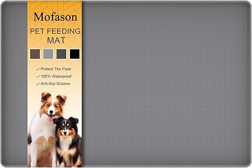 Miniatura 9 de Mofason Tapete impermeable para comida para mascotas, tapete para perros de 24 x 16 pulgadas, grande – 0.5 pulgadas, borde elevado, mantel