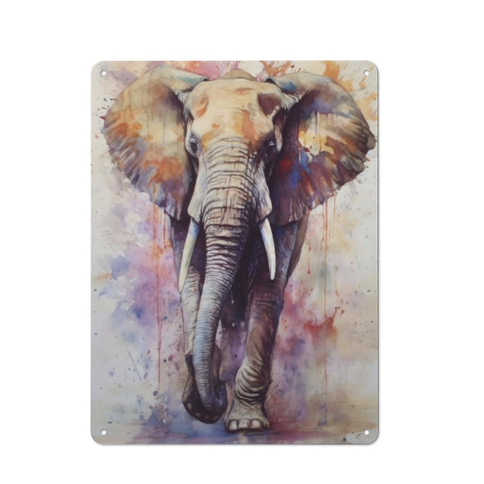 Junmoney Abstract African Elephant Rustic Metal Plaque 40X30cm For Studio Or Craft Room, Suited To Craft Room Decorators