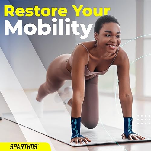 Miniatura 4 de Muñequeras Sparthos Manga de soporte elástico (par) Compresión médica para aliviar el túnel carpiano y el dolor de muñeca, muñequera para hombres y