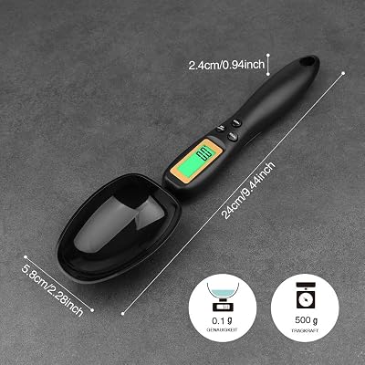 Mafiti Digital Measuring Spoon, Electronic Adjustable Measuring Spoon Scale 500g / 0.1g High Precision for Kitchen Gadgets Daily Meals Pet/Dog Food Measuring Scoop