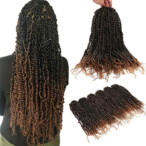 6 Packs Passion Twist Hair Bomb Twist Pre-Twisted Crochet Hair for Women Pre-looped Crochet Braids Hair Extension Synthetic Afro Kinky Spring Twist Ombre Braiding Hair (20Inch,1B/27#)