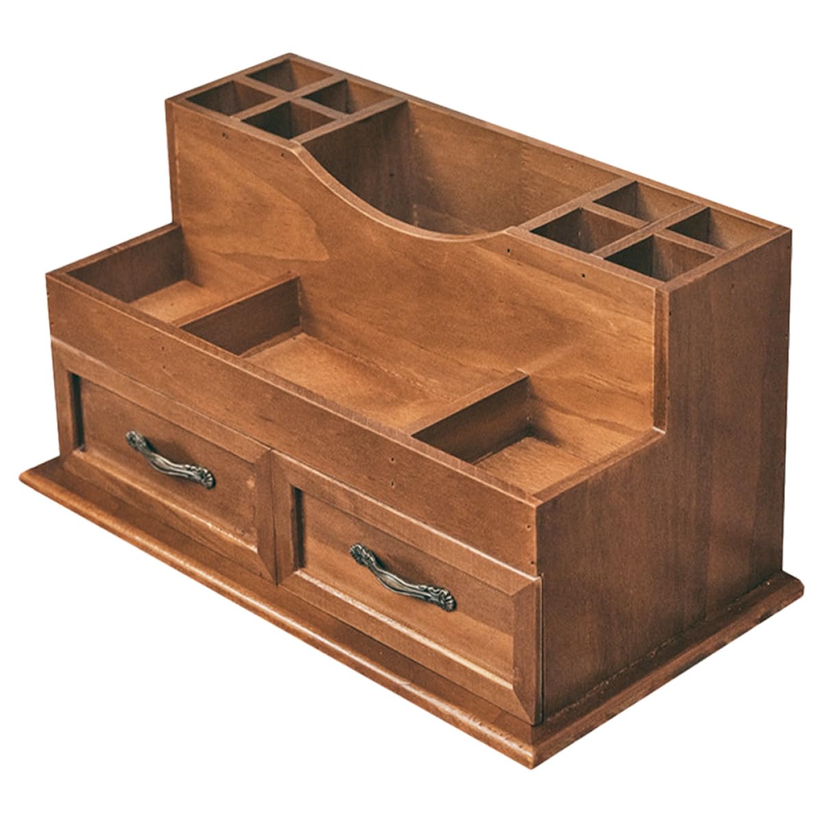 FRCOLOR Organizer da Scrivania in Legno Massello Vintage Cassetti Multistrato per Gioielli e Cosmetici, Contenitore Portaoggetti da Comò per Trucco, Archiviazione Ampia per Casa e Ufficio