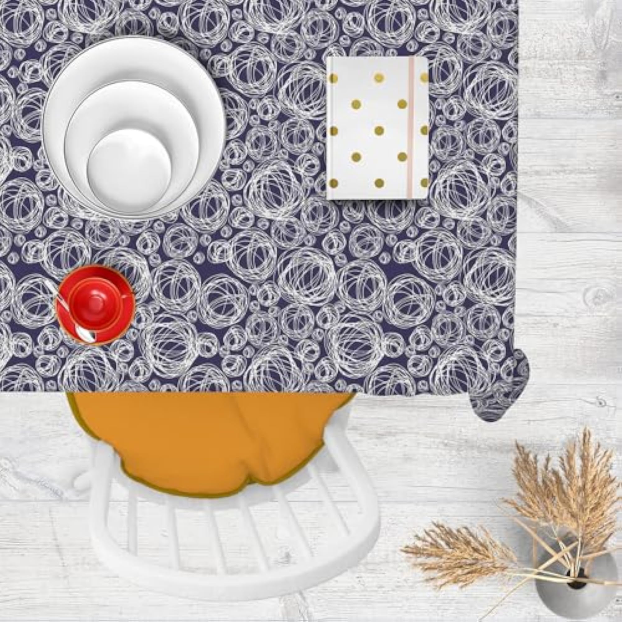 Doodle Circles Table Cloth Cover for Dining & Center Table