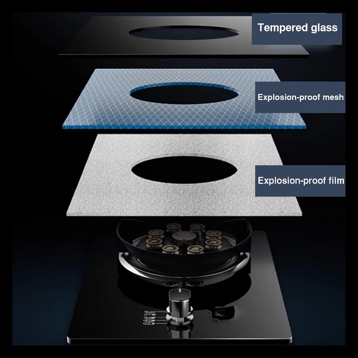Portable Gas Stove,5.2kw 9-cavity Wok Burner,Household LPG/Natural Cooker,with Flame Failure Protection and Tempered Glass Cast,for Indoor Outdoor Use(LPG)