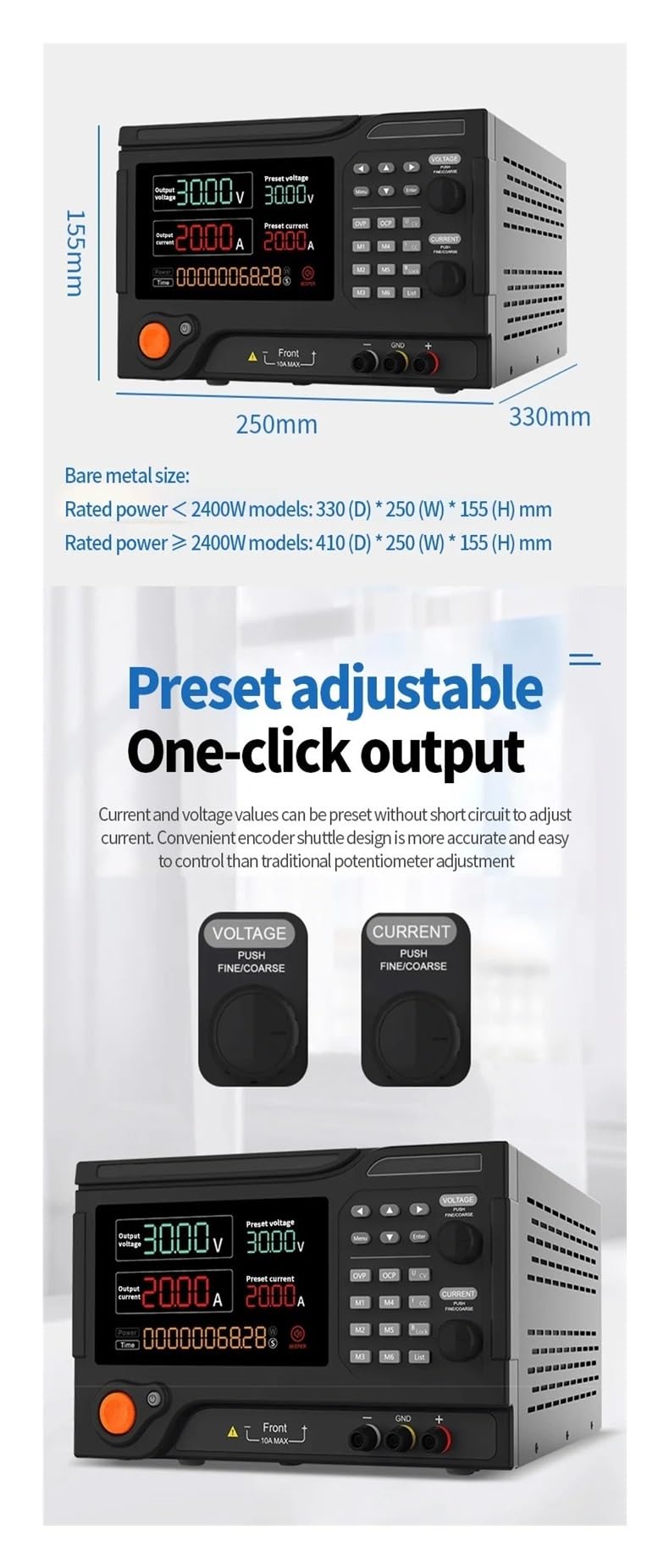 Zasilacz sieciowy DC, zasilacz stołowy, zmienny zasilacz 100 V, 60 A, 6000 W, regulowany zasilacz, programowalne zasilanie prądem stałym (RS232-100V 60A 10MV 10MA, 220V)