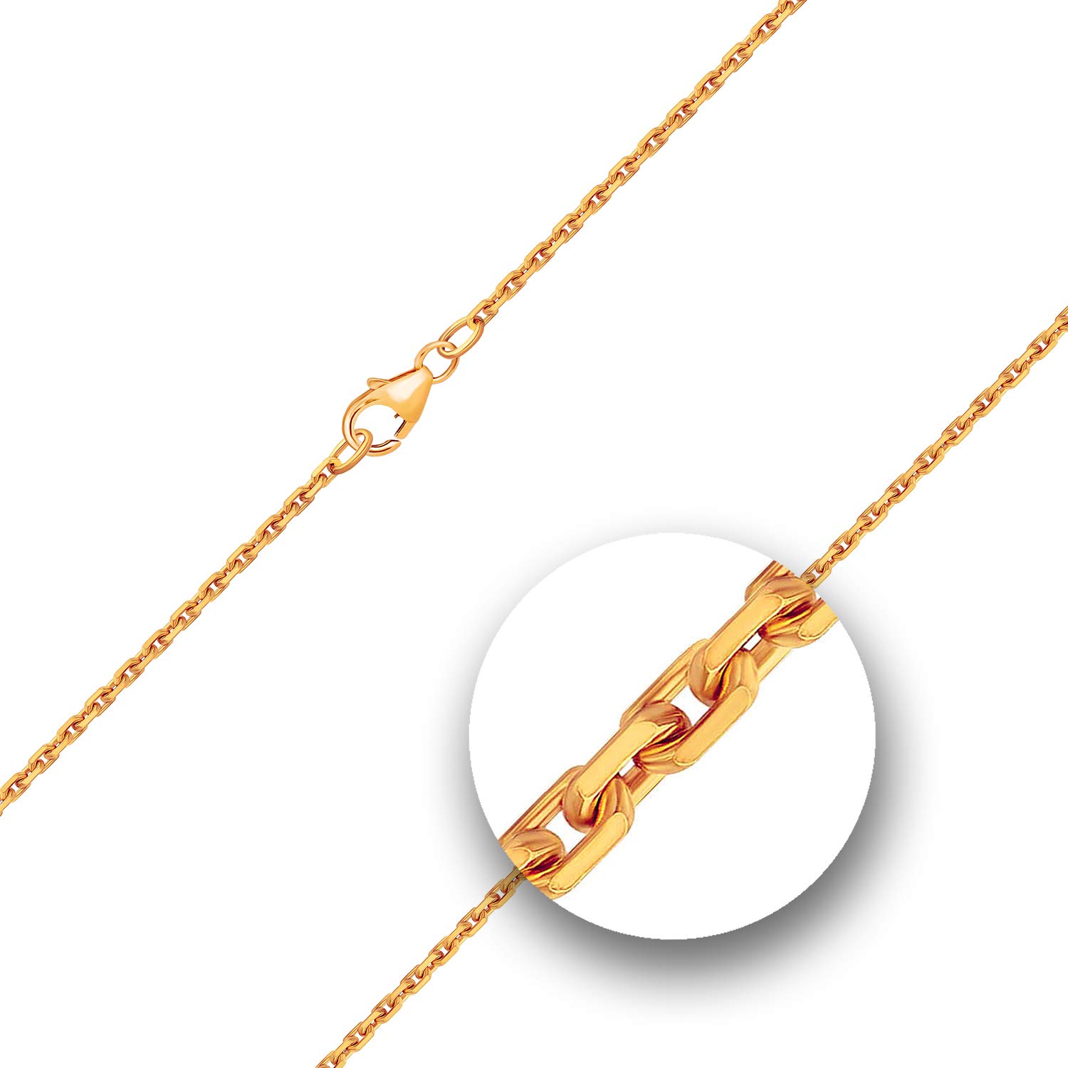 EDELIND 18K 14K 9K 8K Cadena Cable diamantada 1.7 mm I Oro Amarillo 333 375 585 o 750 I Cadena Unisex de Oro Macizo de 34 a 80 cm con Caja de Regalo de joyería